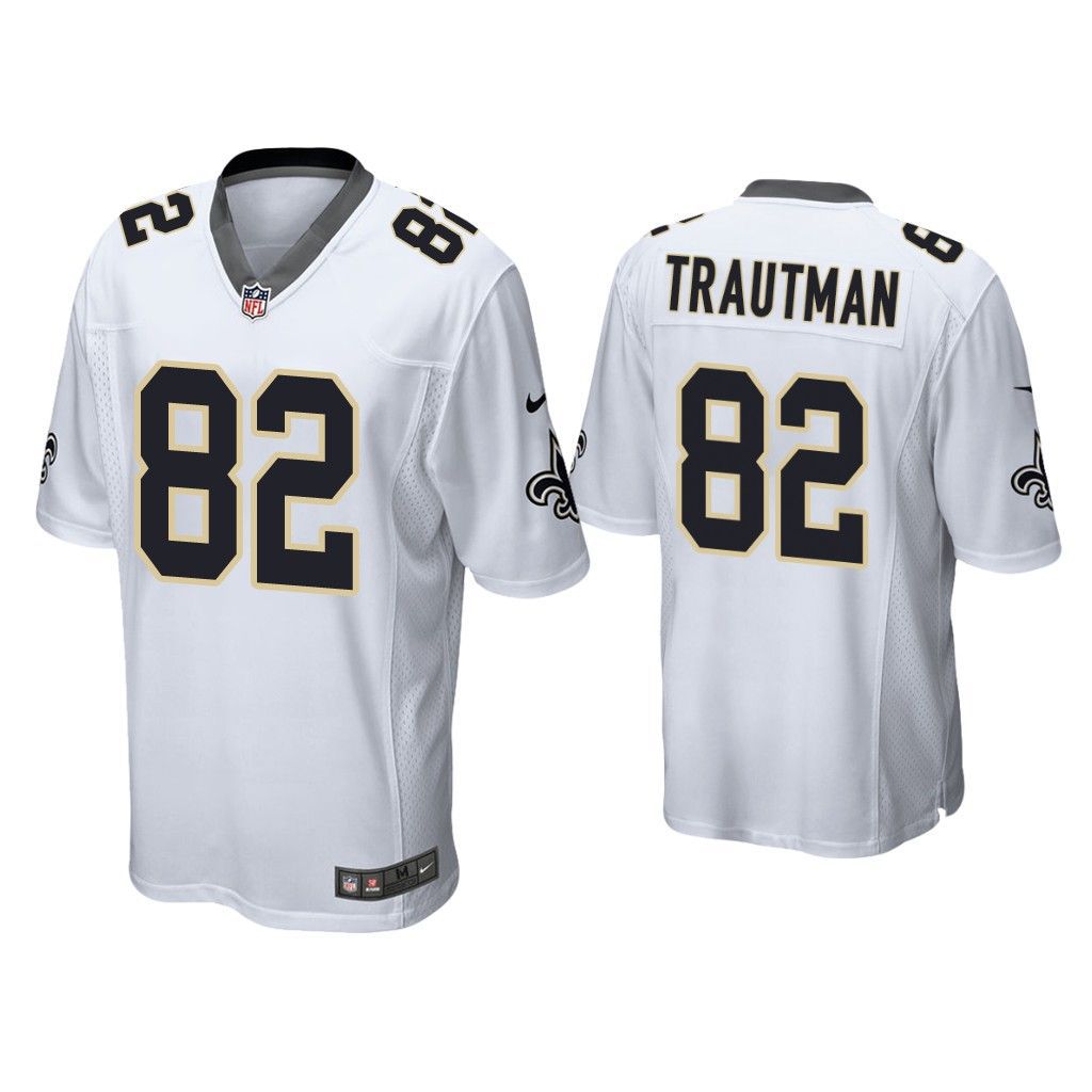 Men New Orleans Saints 82 Adam Trautman Nike White Game NFL Jersey